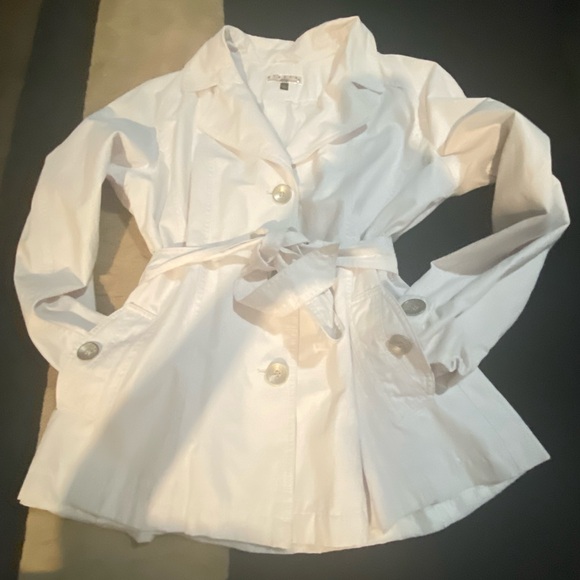 High Fashion Giacca White  Waist length trench coat - Picture 2 of 9